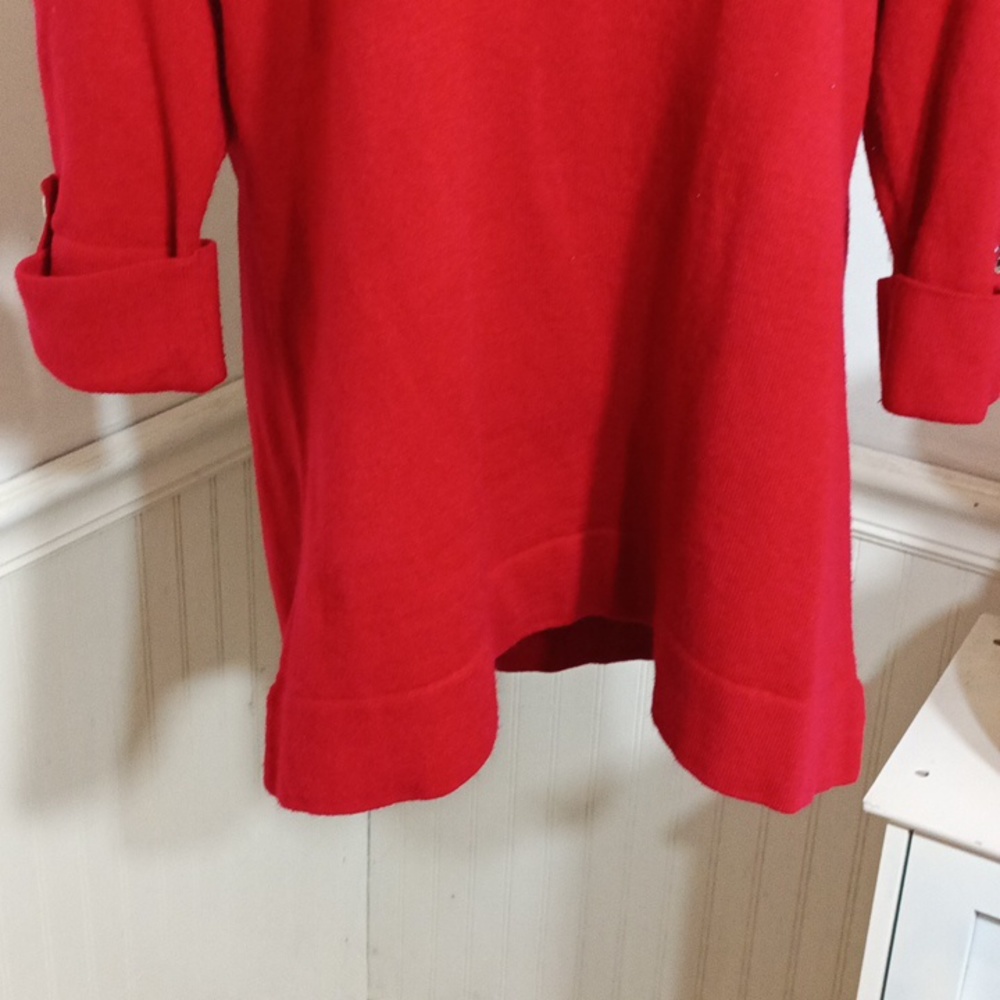 🟢12oz (123) J M collection cropped sleeve turtle neck sweater - Picture 3 of 6